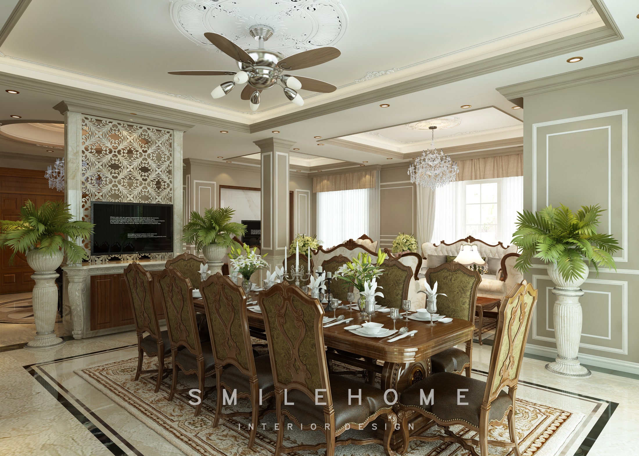 Bộ bàn ghế với chất liệu vải nỉ cao cấp tôn lên vẻ đẹp phòng khách