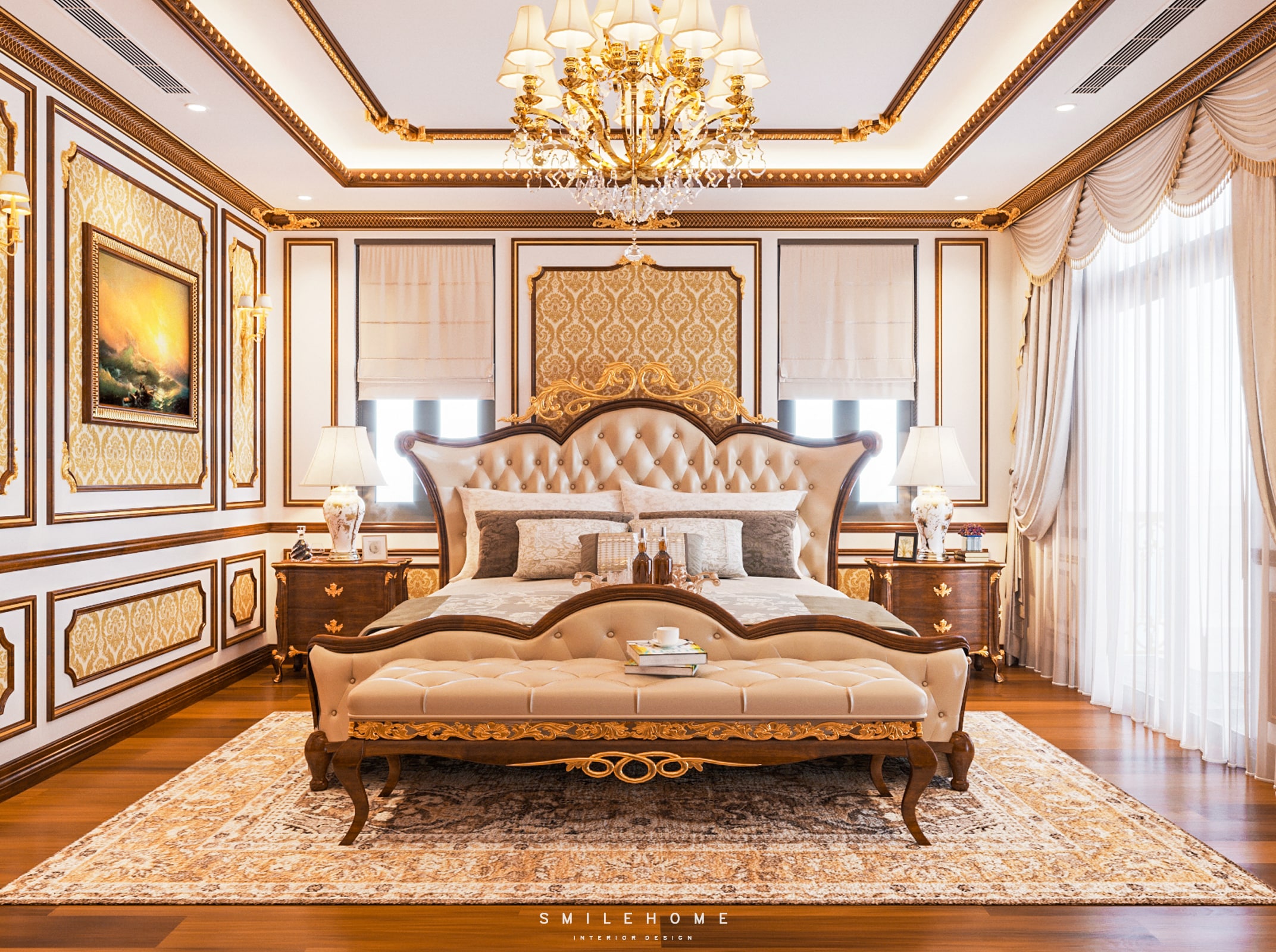 Phòng ngủ mang phong cách hoàng gia cổ điển